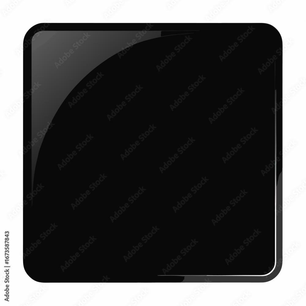 Poster glossy black square button isolated on white background