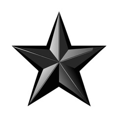 Obraz premium Glossy black five pointed star isolated on white background