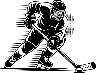 "Dynamic Ice Hockey Player in Action" vector 