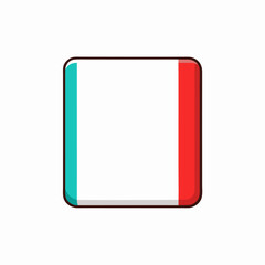 Fototapeta premium Rectangular eraser with teal and red stripes isolated on white background