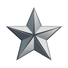 Silver star emblem isolated on white background