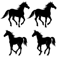 Set of Horse Silhouettes Vector Collection &ndash; Black Animal Icons