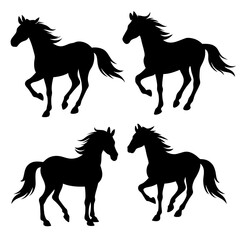 Set of Horse Silhouettes Vector Collection – Black Animal Icons