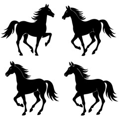 Set of Horse Silhouettes Vector Collection &ndash; Black Animal Icons