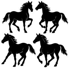Set of Horse Silhouettes Vector Collection – Black Animal Icons
