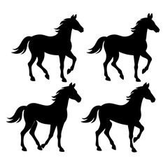 Set of Horse Silhouettes Vector Collection &ndash; Black Animal Icons