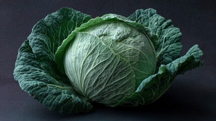 Fototapeta premium Green cabbage head closeup