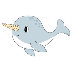 Cute Narwhal cartoon © YQvibe Studio