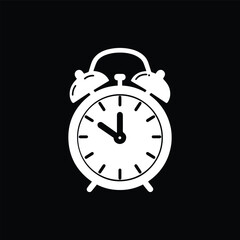 Alarm Clock Icon Black and White Icon