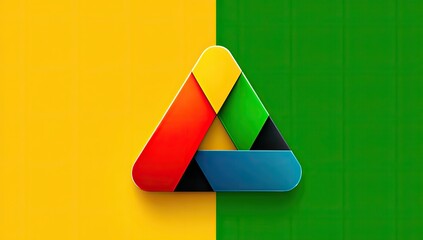 Colorful triangle graphic on contrasting background