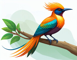 Fototapeta premium cenderawasih, bird of paradise, burung surga, papua, endemik, vektor, eps10, svg, flat, gradient, monoline, bulu, fauna indonesia, satwa liar, ikon, ilustrasi, minimalis, white background, isolated,