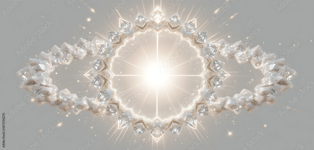 Aufkleber abstract luminous oval shape with intricate white crystalline patterns and sparkling light effects a