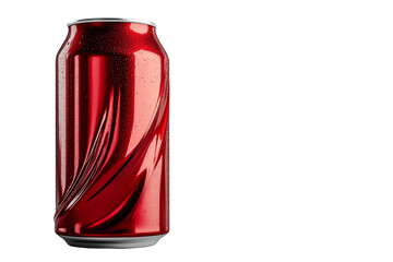 Fototapeta premium Red soda can with a glossy finish, isolated on a white background.