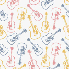 Fototapeta premium colorful guitar outline seamless pattern
