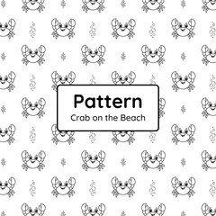 [PATTERN-EP4] Cute Crab on the Beach Seamless Pattern Vector for Kids and Coloring (outlines only, not layered)