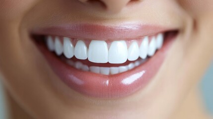Fototapeta premium A Beautiful Woman with a Dazzling White Smile, Representing Cosmetic Dentistry and Teeth Whitening.
