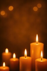 A Warm and Inviting Display of Glowing Candles Illuminating the Darkness with Soft, Flickering Flames for a Cozy and Serene Atmosphere