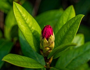 Close-up of a vibrant red flower bud
