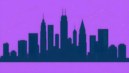 Fototapeta premium Silhouette of city skyline at night.