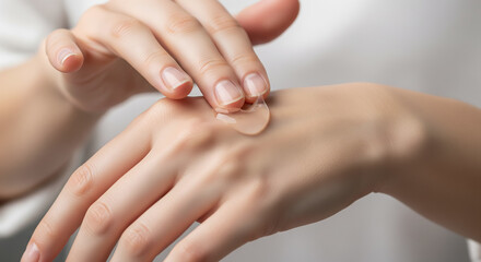 ハンドケア スキンケアをする女性の手