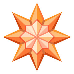 Obraz premium Geometric starburst shape with orange and yellow gradient isolated on white background