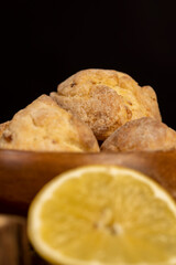 biscuits with pieces of yellow lemon, yellow lemon and shortbread biscuits with citrus flavor, dried food