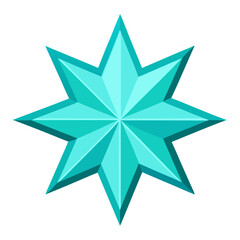 Obraz premium Turquoise starburst geometric shape isolated on white background