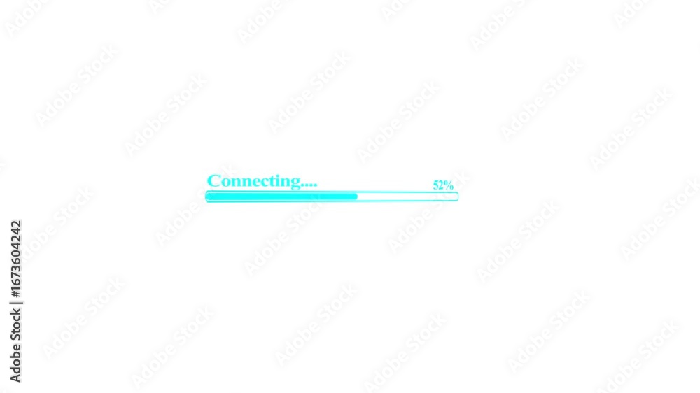 Fototapete connecting cyan bar from 0 to 100%, digital progress bar animation displaying percentage fill status
