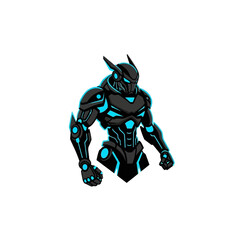 Powerful Black Futuristic Robot Figure