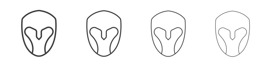 Warrior mask icon symbol. Vector isolated illustration.