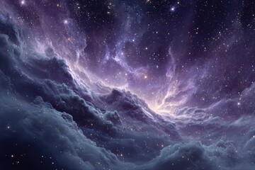 Stunning cosmic scene with swirling purple clouds