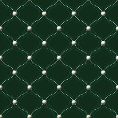 Naklejka premium Elegant Green Pattern with Pearls