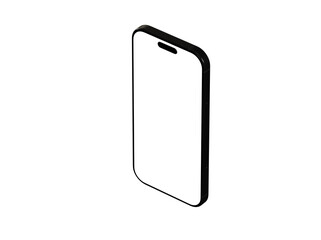 High-quality isometric mockup of a black smartphone with a blank screen. Perfect for app presentations or website designs.