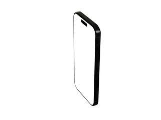 High-quality image of a black smartphone mockup with a blank screen, isolated on a white background. Perfect for app presentations or website d