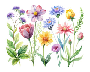 Watercolor wildflowers collection