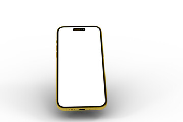 High-quality image of a gold smartphone with a blank screen, perfect for app presentations or website mockups.  Download now!
