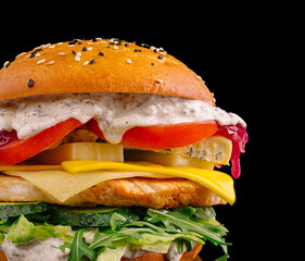 Delicious gourmet burger with fresh ingredients and flavorful sauce