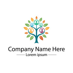 Minimalist and unique family tree logo design vector style