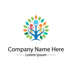 Minimalist and unique family tree logo design vector style