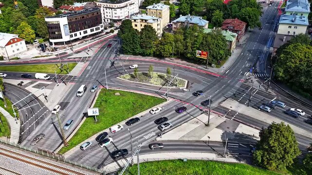 Drone Hyperlapse of Endla and Tehnika Street Intersection in Summer &ndash; Tallinn, Estonia