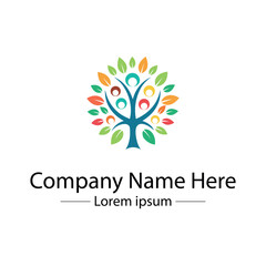 Minimalist and unique family tree logo design vector style