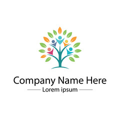 Obraz premium Minimalist and unique family tree logo design vector style