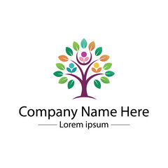 Obraz premium Minimalist and unique family tree logo design vector style