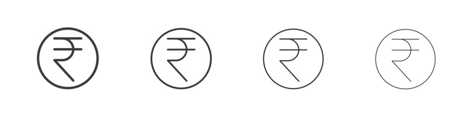 Indian rupee icon symbol. Vector isolated illustration.
