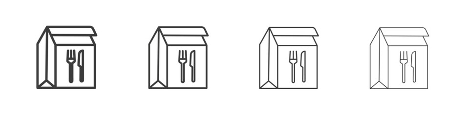 Food delivery paper bag icon symbol. Vector isolated illustration.