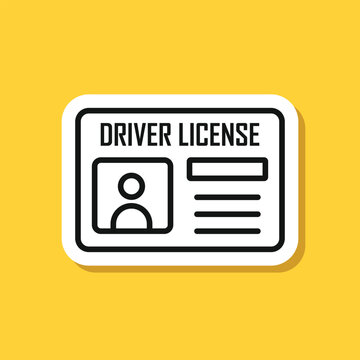 Driver license sticker icon in flat style. Id card vector illustration on isolated background. Person document sign business concept.