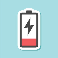 Alkaline battery sticker icon in flat style. Different size accumulator vector illustration on isolated background. Accumulator recharge sign business concept.