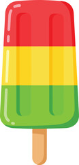Vibrant tri-color popsicle refreshing summer treat on stick isolated sweet dessert vector