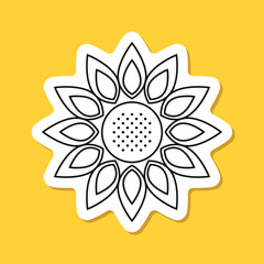 Sunflower sticker icon in stroke linear style. Flora vector illustration on isolated background. Sunflower sign business concept.