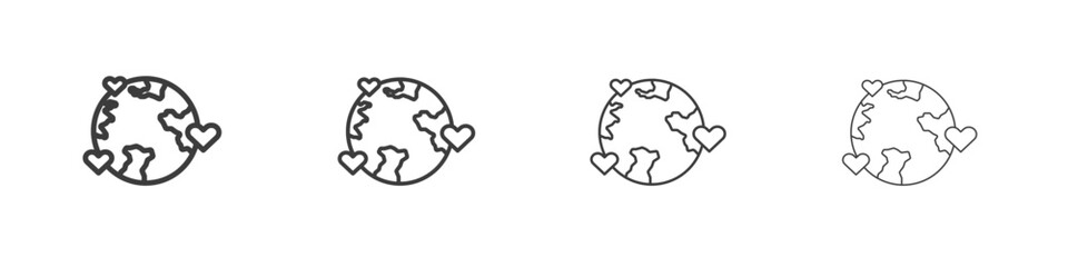 Earth love heart icon symbol. Vector isolated illustration.